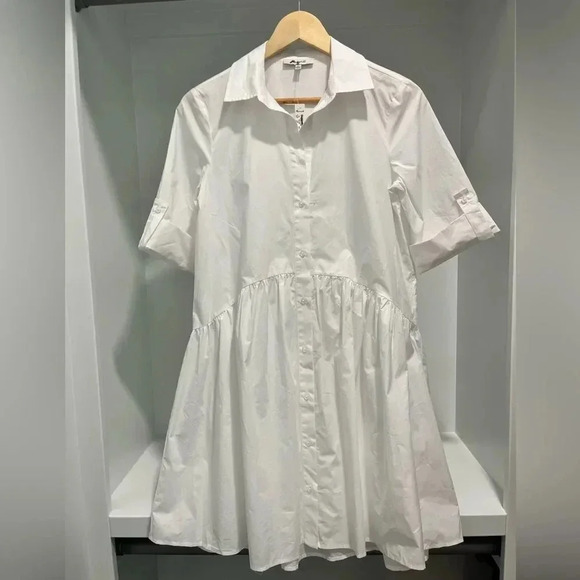 Madewell white Button-Front Mini Shirtdress in Poplin NWT size XS Womens - Picture 1 of 11